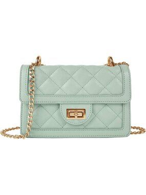 Women's Mint Small Quilted Imported Cross Body Mini Shoulder Bag Purse